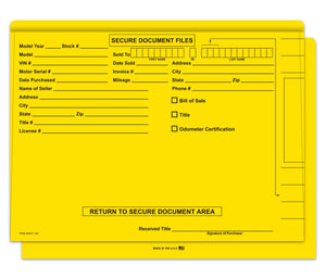 File Right™ Color Code Deal Jacket (100 Per Box) Service Department The Dealership Store Yellow 