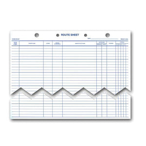 Route Sheet (Form RS-547) Service Department The Dealership Store