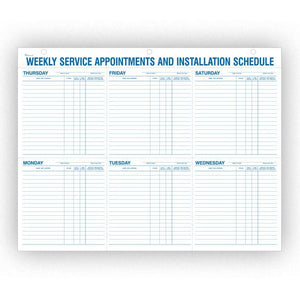 Weekly Service Appointment and Installation Schedule Service Department The Dealership Store