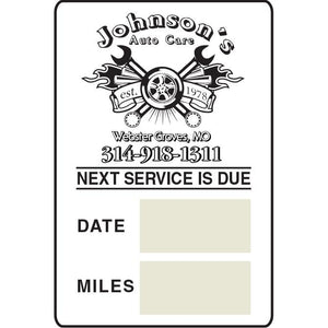 Custom Write-In Roll Reminder Stickers Service Department The Dealership Store Static Cling 2 1/4" x 1 1/2" 