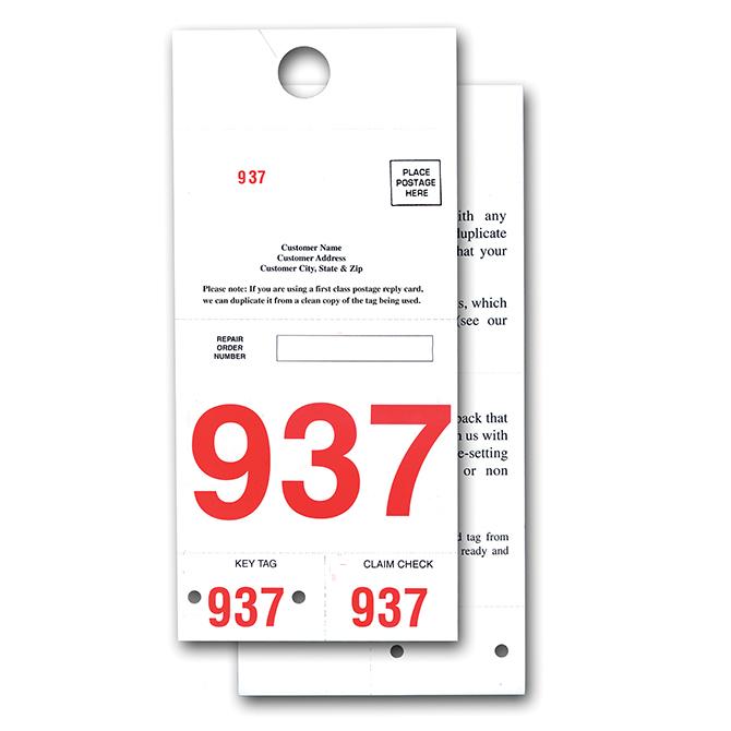 Custom Red 3-Digit Adver Tag™ 5 Part Dispatch Numbers