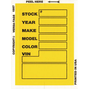 Kleer-Bak Stock Stickers Sales Department The Dealership Store Yellow