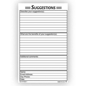 Suggestion Card Office Forms The Dealership Store