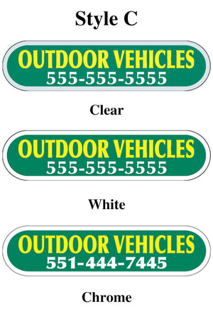 Custom Domed Auto Decals Sales Department The Dealership Store Style C White