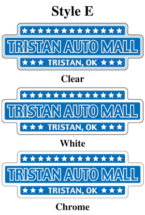 Custom Domed Auto Decals Sales Department The Dealership Store Style E White