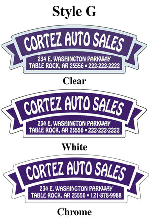 Custom Domed Auto Decals Sales Department The Dealership Store Style G White