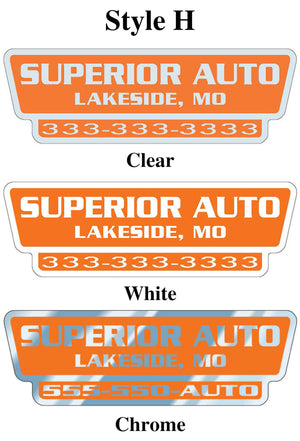 Custom Domed Auto Decals Sales Department The Dealership Store Style H White