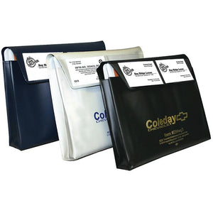 Custom Vinyl Policy Holders - Document Holder Sales Department The Dealership Store Expandable Navy Blue