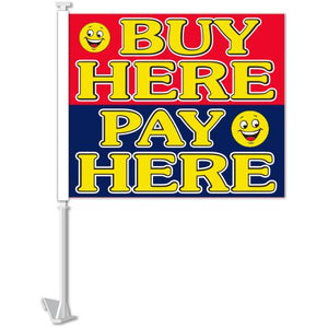 Clip-On Window Flags (Standard Flags) Sales Department The Dealership Store Buy Here Pay Here Happy Faces