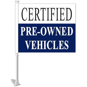 Clip-On Window Flags (Standard Flags) Sales Department The Dealership Store Certified Pre-Owned Vehicles - Blue