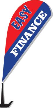 Clip-On Paddle Flags Sales Department The Dealership Store Easy Finance - Red and Blue