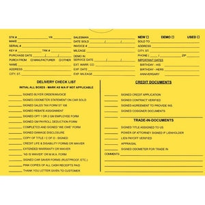 Custom Deal Envelopes (Deal Jackets) Sales Department The Dealership Store Yellow