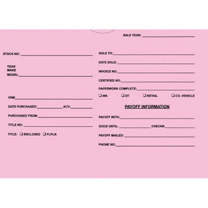 Custom Deal Envelopes (Deal Jackets) Sales Department The Dealership Store Pink