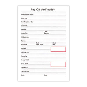 Pay Off Verification Office Forms The Dealership Store