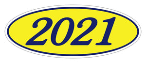 Oval Year Window Stickers Sales Department The Dealership Store 2021 Navy Blue on Yellow