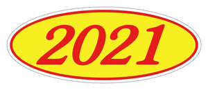 Oval Year Window Stickers Sales Department The Dealership Store 2021 Red on Yellow