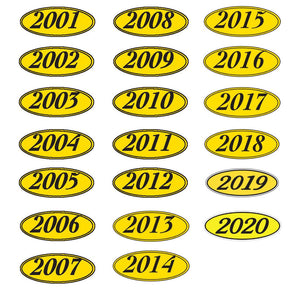 Oval Year Window Stickers Sales Department The Dealership Store 2001 Black on Yellow