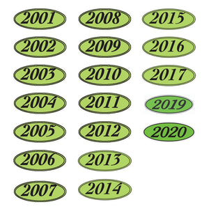 Oval Year Window Stickers Sales Department The Dealership Store 2001 Black on Green