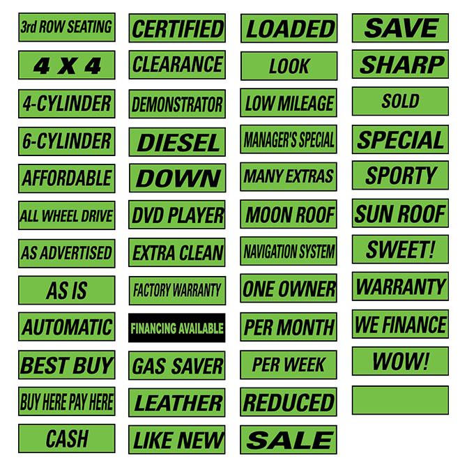 Slogan Window Stickers - Fluorescent Green and Black