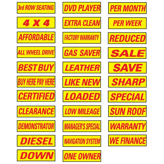 Slogan Window Stickers - Yellow and Red