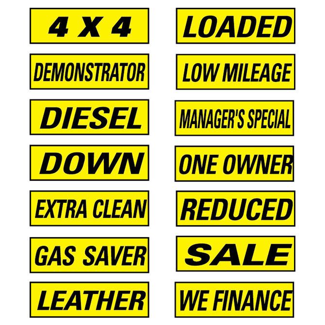 Slogan Window Stickers - Yellow and Black