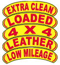 Arched Slogan Window Stickers Sales Department The Dealership Store Red on Yellow Extra Clean