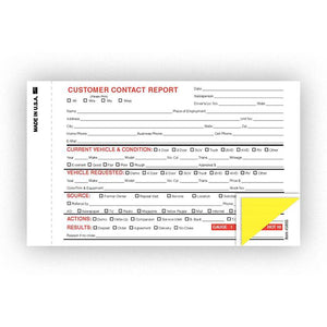 Contact Report Form Sales Department The Dealership Store