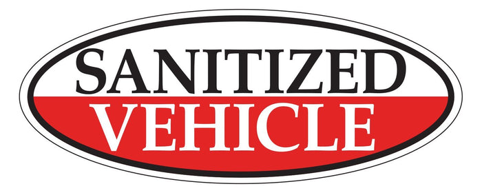 "Sanitized Vehicle" Window Sticker