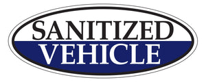 "Sanitized Vehicle" Window Sticker Sales Department The Dealership Store Blue 