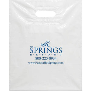 Custom Plastic Patch Handle Bags Sales Department The Dealership Store 15" x 18" x 4" Bag 