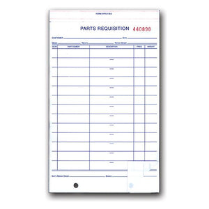 Parts Requisition Forms Parts Department The Dealership Store (Form #PR-8178-2)