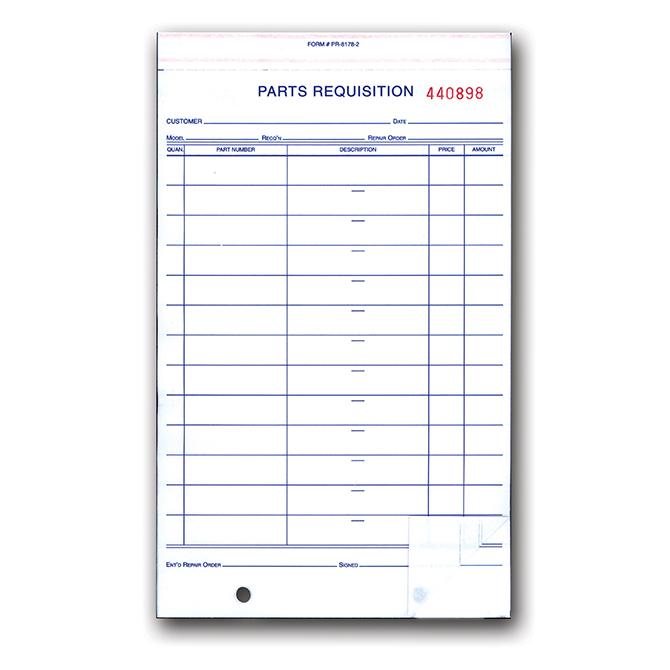 Parts Requisition Forms (Form PR-8178-2)