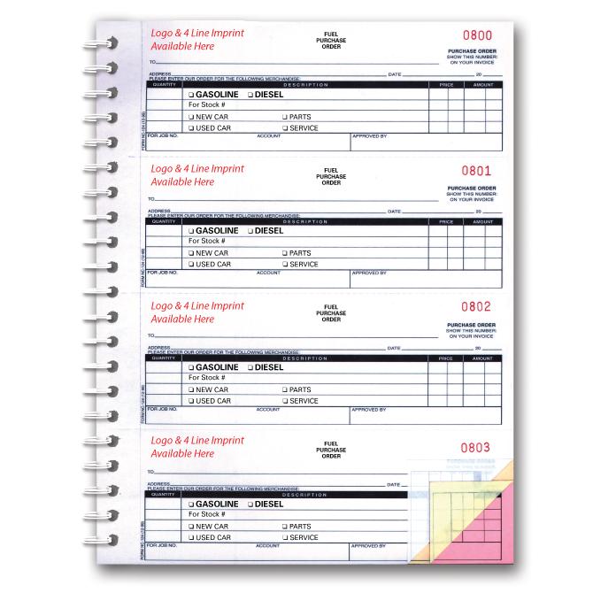 Imprinted Fuel Purchase Order Books