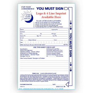 Imprinted Night Drop Envelopes Service Department The Dealership Store Standard