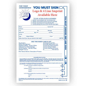 Imprinted Night Drop Envelopes Service Department The Dealership Store Multi-Option