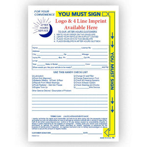 Imprinted Night Drop Envelopes Service Department The Dealership Store Yellow Highlight