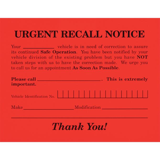 Urgent Recall Notice