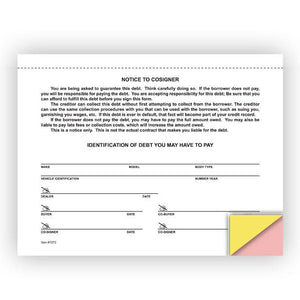 Notice to Co-Signer Office Forms The Dealership Store