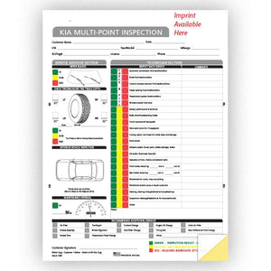 Imprinted Manufacturer Specific Multi-Point Inspection Forms Service Department The Dealership Store Kia