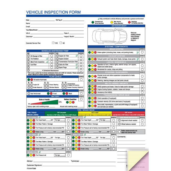 Generic Multi-Point Inspection Forms - Vehicle Inspection