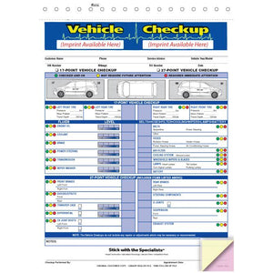 Imprinted Generic Multi-Point Inspection Forms Service Department The Dealership Store Generic - Vehicle Checkup