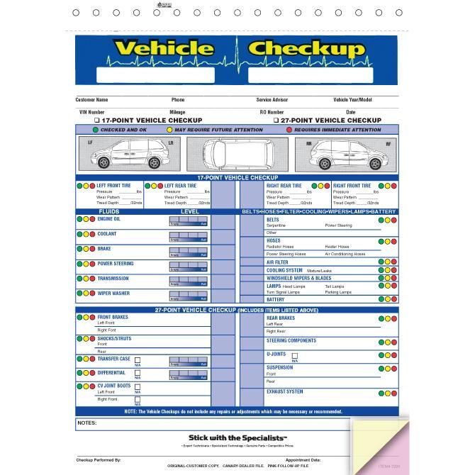 Generic Multi-Point Inspection Forms - Vehicle Checkup