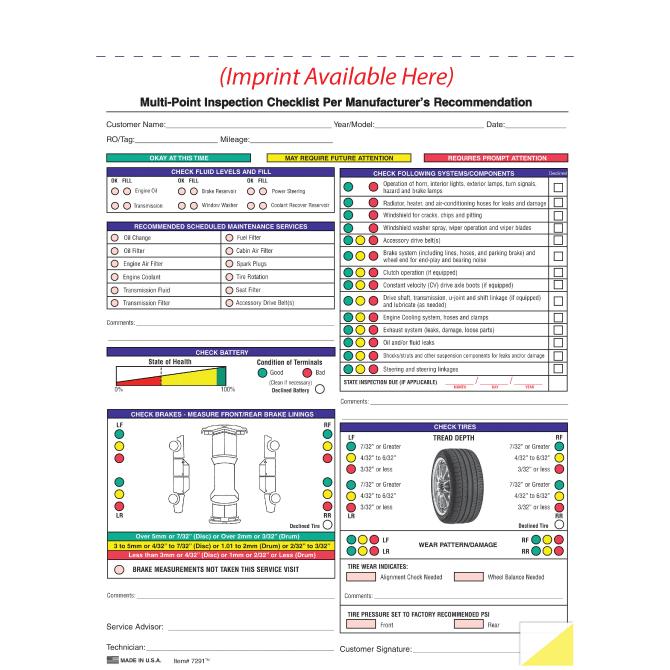 Imprinted Generic Multi-Point Inspection Forms