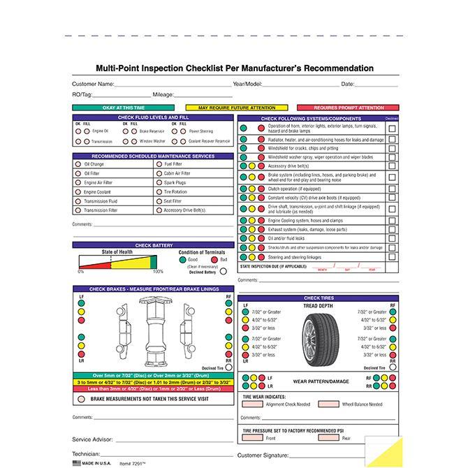 Multi-Point Inspection Forms - Generic – The Dealership Store