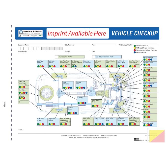 Imprinted Manufacturer Specific Multi-Point Inspection Forms