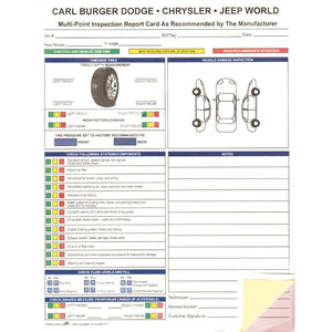Custom Multi-Point Inspection Forms Service Department The Dealership Store 8 1/2" x 11" 3-Part 