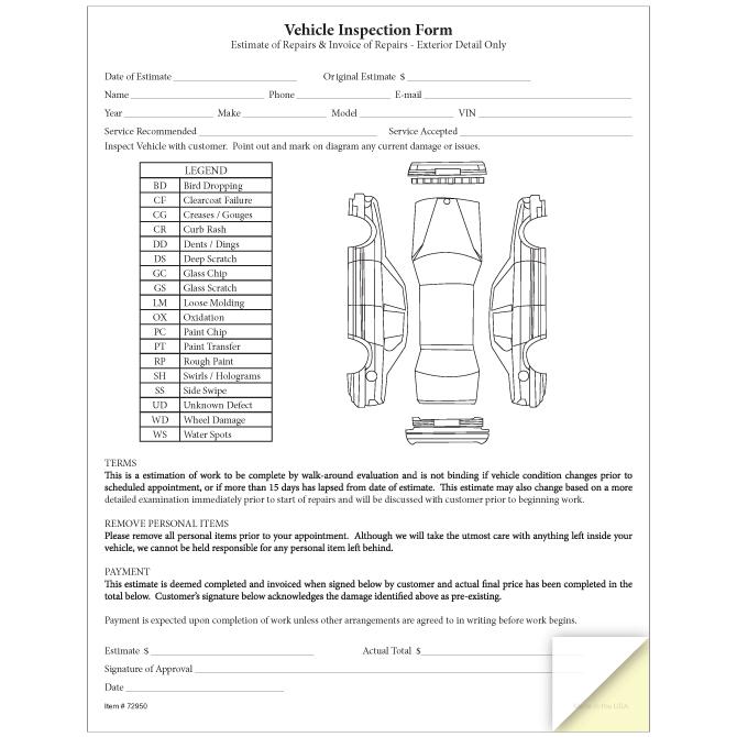 Vehicle Inspection & Estimate Form