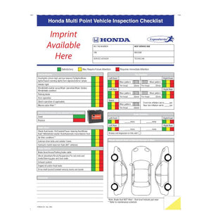 Imprinted Manufacturer Specific Multi-Point Inspection Forms Service Department The Dealership Store Honda