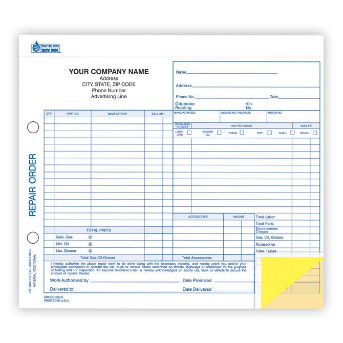 Repair Orders - RO-600-3