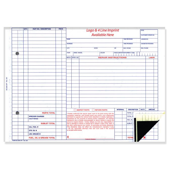 Imprinted Repair Orders